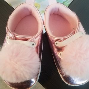 Pink Metallic Pom Pom Shoes